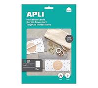 Apli 17901 - Pochette de 45 cartes faire-part/Cartes d'invitation - 210 x 99 mm - Couleur: Blanc - Grammage: 200 g/m²