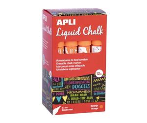 APLI 18037 - Feutres à craie effaçable, 5,5 mm, Liquid Chalk Pointe ronde, Orange