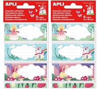 APLI 18436 - 9 Étiquettes scolaires adhésives Princesses - 36 x 81 mm
