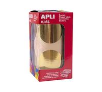 Apli 18483 - Rouleau de 354 gommettes rondes - Ø45 mm - Couleur : Or métallisé - Adhésif permanent.