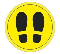 APLI 18597 - Circule de signalisation adhésif pour sol, matériau PVC 100 mc pieds jaune/noir, diamètre 30 cm