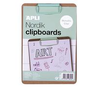 Apli 18606 - Porte-blocs A5 avec Clip - Nordik Collection Bois Naturel - Vert Émeraude
