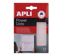 APLI Adhésif double-face Power Dots 18779 – Extra fort, amovible, 12 rectangles, résistance 4 kg