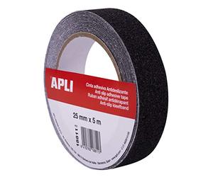 Apli 18811 - Ruban adhésif antidérapant de 25 mm x 5 m en PVC résistant de couleur noire. Utilisation intérieure et extérieure.
