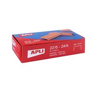 APLI 18964 - Pack de 10 000 agrafes en cuivre galvanisé n° 22/6-24/6-10 boîtes de 1000 agrafes