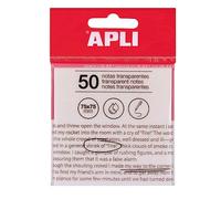 APLI Notes adhésives transparentes 75 x 75 mm – 50 feuilles incolores résistantes à l'eau