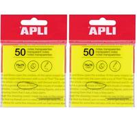 APLI 19569 - Notes adhésives transparentes - 75 x 75 mm - Couleur: jaunes - 50 feuilles translucides résistantes à l'eau - Idéal pour les étudiants et les enseignants. (Lot de 2)