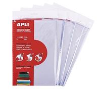 APLI 19654 - Lot de 15 Couvre-Livres Ajustables PVC Transparent 300 mm, Protège-Livres Sans Découpe ni Adhésif, Pour Livres, Cahiers, Classeurs et Manuels Scolaires