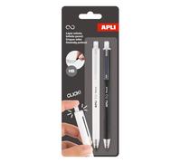 Apli 20064 - Pack de 2 crayons Infini gris rétractables - Mine HB - Corps des crayons : Blanc et Noir