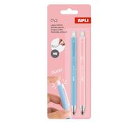 Apli 20066 - Pack de 2 crayons Infini gris rétractables - Mine HB - Corps des crayons : Bleu et Rose