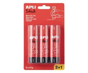 APLI 20457-3 bâtons de colle 21 g (2+1) - Colle stick propre et facile à appliquer - Papier, carton, photos