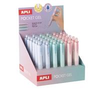 Apli 20494 - Présentoir de 36 mini stylos encre gel bleue Pocket Gel, séchage rapide, faciles à transporter