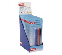 Apli 20516 - Présentoir 12 blisters de 4 stylos gel effaçables, encre thermosensible, écrivez, effacez, réécrivez sans traces, grip silicone confort