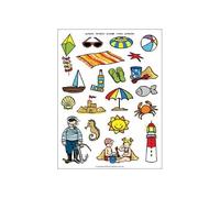 Apli Kids 11435 - Pochette de 3 feuilles de gommettes enlevables sur le thème de la Plage Multicolore
