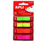 APLI Dévidoirs index zig-zag adhésif repositionnable 12 x 45 mm – 4 couleurs fluo, 40 index/couleur