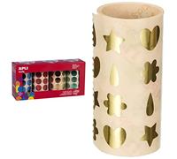 Apli kids 102410 Boite de 4 Rouleaux de Gommettes Rondes 20 mm & 17614 - Rouleau gommettes formes assorties or