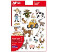 APLI Kids 11431 - Gommettes thématiques enlevables : LA FERME ET SES ANIMAUX - 3 feuilles de Gommettes 160 x 210 x 2