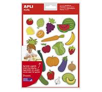 APLI Kids 11439 - Gommettes thématiques "fruits et légumes" - Autocollant pour apprendre les fruits et légumes - Jeux d'éveil et d'apprentissage.