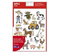 APLI Kids 11443 - Gommettes thématiques "la ferme" - Autocollants pour apprendre les animaux de la ferme - 12 feuilles.