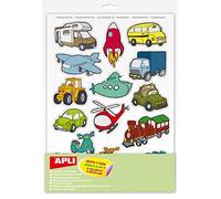 Apli KIDS 11454 - Pochette de 12 feuilles de gommettes enlevables sur le thème des transports Multicolore Moyen