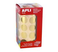 Apli kids 11632 Gommette rond diamètre 20mm coloris or métallisé rouleau 1770 pièces