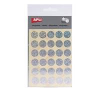 APLI Kids 11810 - Gommettes Rondes holographiques Ø 20 mm - Argent - 3 feuilles - Gommettes rondes brillantes.