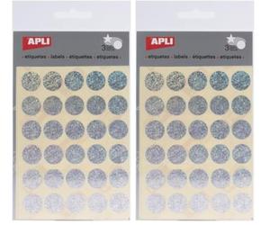 APLI Kids 11810 - Gommettes Rondes holographiques Ø 20 mm - Argent - 3 feuilles - Gommettes rondes brillantes. (Lot de 2)