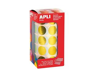 Apli Kids 12047 Rouleau de 1770 gommettes rondes jaune métallisée Ø 20 mm