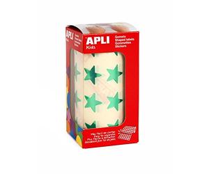 Apli Kids 12054 Rouleau de 1416 gommettes étoiles vert métallisé