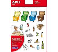 APLI Kids 12788 – Gommettes thématiques enlevables – Apprendre le recyclage – 12 feuilles