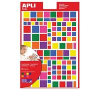 Apli Kids 12971 - Pochette de 756 gommettes carrées multicolores - 6 feuilles - Gommettes autocollantes carrées.