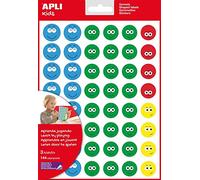 APLI KIDS 14226 - Sachet de 3 feuilles de gommettes sourire - Adhésif enlevable - 4 styles différents de gommettes