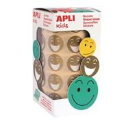 APLI Gommettes Kids 14374 – Sourire dorées métalliques Ø 20 mm – Rouleau 900 pièces