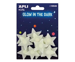 APLI Kids 16549 Sachet d'autocollants luminescents, petites étoiles