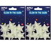 APLI Kids 16549 Sachet d'autocollants luminescents, petites étoiles (Lot de 2)