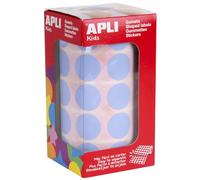 APLI Kids 16723 - Gommettes Rondes en Rouleau - Couleur : Bleu Ciel - Dimension : 20 mm.