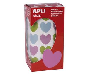 APLI KIDS 16796 - Rouleau de 900 gommettes coeurs multicolores 20x18 mm