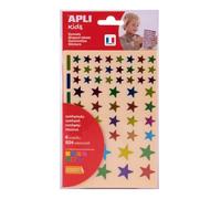 Apli Kids 18396 - Gommettes Étoiles Métallisées Assorties - 6 Feuilles, 624 Gommettes - stickers étoiles multicolores - activité créative pour enfants.