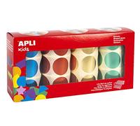 APLI Kids 18400 - Lot de 4 rouleaux de gommettes métalliques rondes Ø 33 mm jaune, bleu, rouge et vert