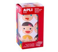 APLI Kids 18771 - Gommettes émotions enfant, 360 autocollants ronds Ø33mm, 24 émotions différentes, rouleau de 30 feuilles, adhésif enlevable pour activités éducatives et créatives
