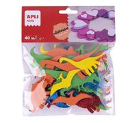 APLI Kids 18972 Lot de 40 dinosaures en mousse EVA autocollants de couleurs assorties pour travaux manuels