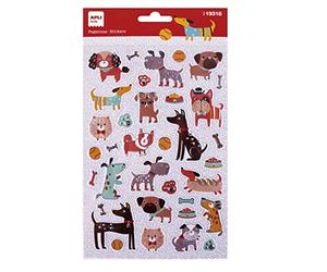 APLI Kids 19318 - Autocollants Chien "WOOF!" - Pochette de 35 autocollants à adhésifs permanents - Stickers pour loisirs créatifs, scrapbooking et décoration.