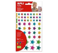 APLI Kids 19453 - Gommettes étoiles multicolores - 6 feuilles d'autocollants en forme d'étoile - Couleurs et tailles assorties - Adhésif enlevable.