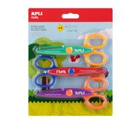 APLI Kids 20001 - Lot de 3 ciseaux créatifs pour enfants de maternelle 13,5 cm - Inclut des ciseaux courbes, dentelés et zigzag - Encourage la créativité chez les enfants de 4 ans et plus.