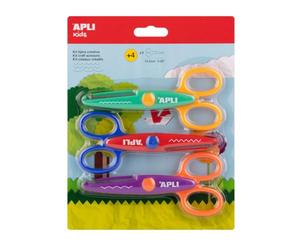 APLI Kids 20001 - Lot de 3 ciseaux créatifs pour enfants de maternelle 13,5 cm - Inclut des ciseaux courbes, dentelés et zigzag - Encourage la créativité chez les enfants de 4 ans et plus.