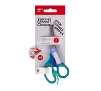 APLI Kids 20004 - Ciseaux scolaires pour enfants avec étiquette - Bleu - 13,5 cm - Sécurité et confort pour enfants de 4 ans et plus.