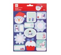 APLI Kids 20228 - Étiquettes autocollantes de Noël "Maison Enneigée" - 12 stickers décoratifs pour cadeaux - Idéal pour personnaliser et identifier les emballages cadeaux sous le sapin