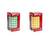 Apli Kids 4854 Rouleau de gommettes ronds Ø 10,5 cm Vert & 4851 Rouleau de 5192 gommettes ronds Ø 10,5 cm Jaune