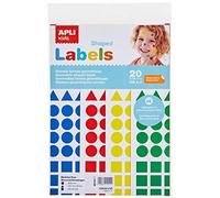 Apli KIDS 5151 - Pochette de 1 920 gommettes de diverses formes et couleurs - 20 feuilles Jaune/Bleu/Rouge/Vert triangles (20 x 20 x 20 mm), ronds (ø 20 mm) et carrés (20 x 20 mm)