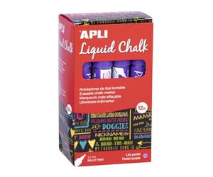 APLI Liquid Chalk Lot de 12 feutres à craie effaçables 5,5 mm Lilas pastel